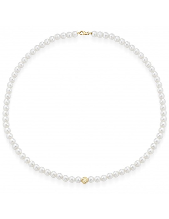 Collana Lelune - Perle 5-5,5 mm - Sfera in Oro Giallo 18Kt -LLNK013552