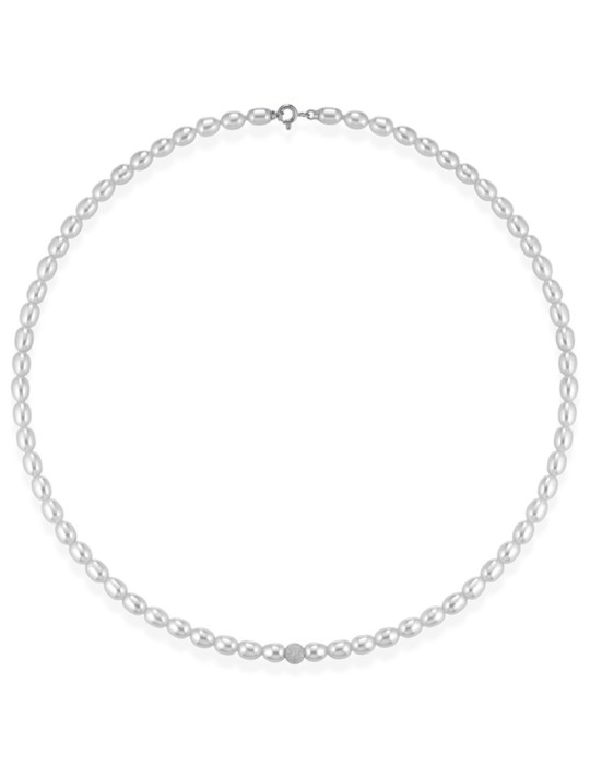 Lelune Necklace - Pearls 4.5 - 5 mm - 18kt White Gold - LLNK01.50.RS.K6