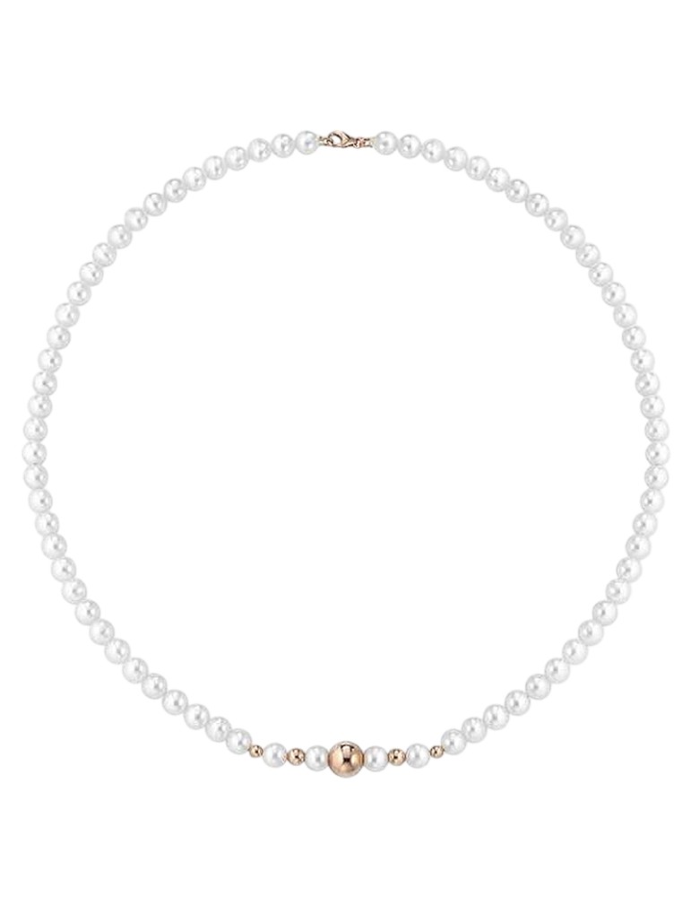 Lelune Necklace - 5.5-6mm Pearls - 18k Rose Gold Spheres -LLNK2944