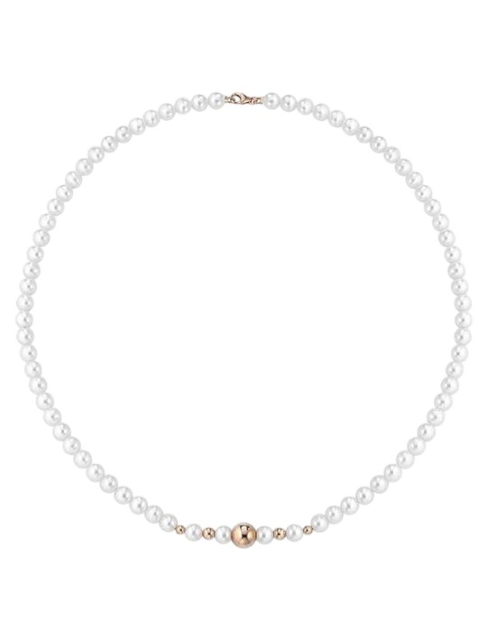 Collana Lelune - Perle 5,5-6mm - Sfere in Oro Rosa 18 carati -LLNK2944