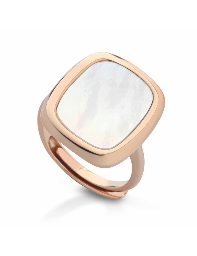 Anello Lelune Glamour-Regolabile-Rose Gold-Madreperla Centrale-LGRN755.1