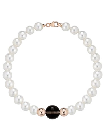 Lelune Bracelet - Freshwater Pearls - Smoky Quartz Sphere - LLBR40.2