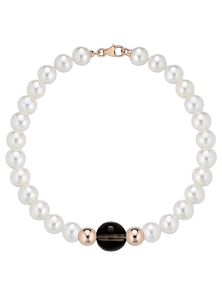 Bracciale Lelune - Perle Freshwater - Sfera di Quarzo Fumè - LLBR40.2