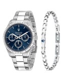 Pack Orologio Maserati con Bracciale - Silver - 43mm - Blu-R8853100047
