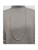 Collana Lelune-Perle Grigie 6,5 - 7 mm-Chiusura in Argento 925-LLNKF015