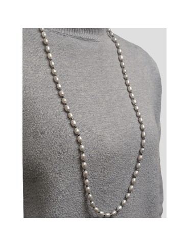 Collana Lelune-Perle Grigie 6,5 - 7 mm-Chiusura in Argento 925-LLNKF015 2