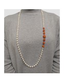 Collana Lelune - Perle Freshwater - Corallo Rosso - LLNKFCOR241