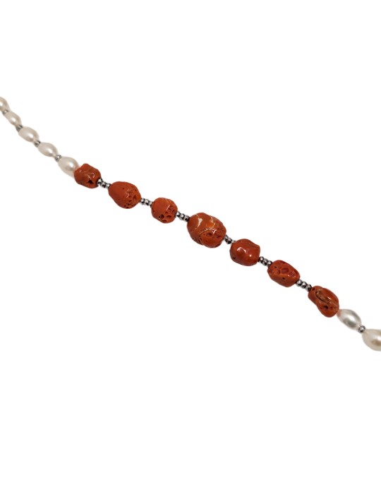Collana Lelune - Perle Freshwater - Corallo Rosso - LLNKFCOR241