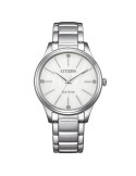 Citizen-Eco-Drive-Silver-34mm-White Watch with Crystals-EM122058A