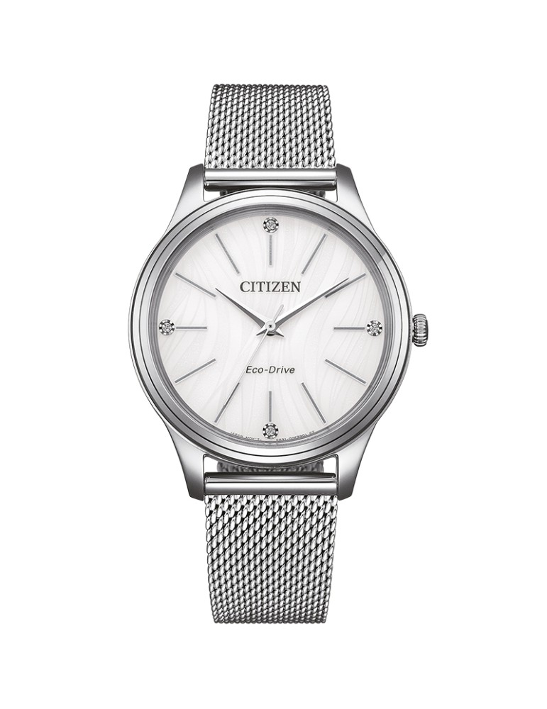 Orologio Citizen-Maglia Milano Silver-34mm-Bianco-Cristalli-EM122082A
