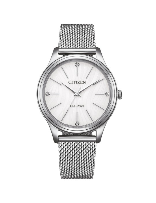Orologio Citizen-Maglia Milano Silver-34mm-Bianco-Cristalli-EM122082A
