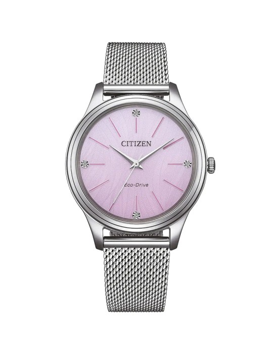 Orologio Citizen-Maglia Milano Silver-34mm-Rosa-Cristalli-EM122082A