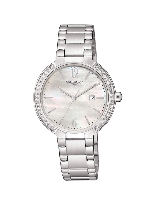 Vagary Watch - Silver - 34mm - Mother of Pearl - Crystals - IU3-011-11