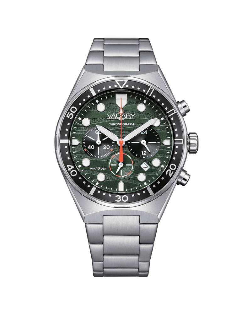 Vagary Watch - Aqua39 - Chronograph - Silver - 40mm-Green-IV2-214-41