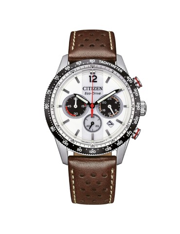 Citizen Eco-Drive Racing Vintage Chronograph 40mm Brown White Watch - 0