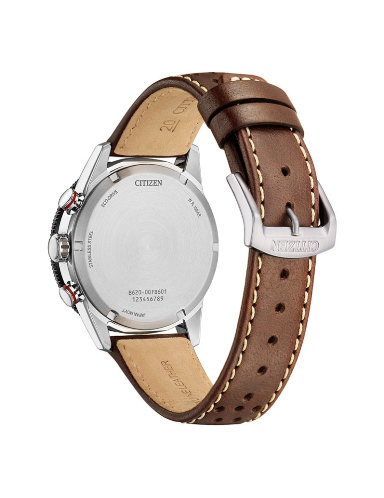 Orologio Citizen Eco-Drive - Racing Vintage Cronografo 40mm Marrone Bianco - 0
