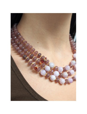Collana Giadan - Argento 925% Dorato - Giada Marrone -Kunzite-GIADAN77 2