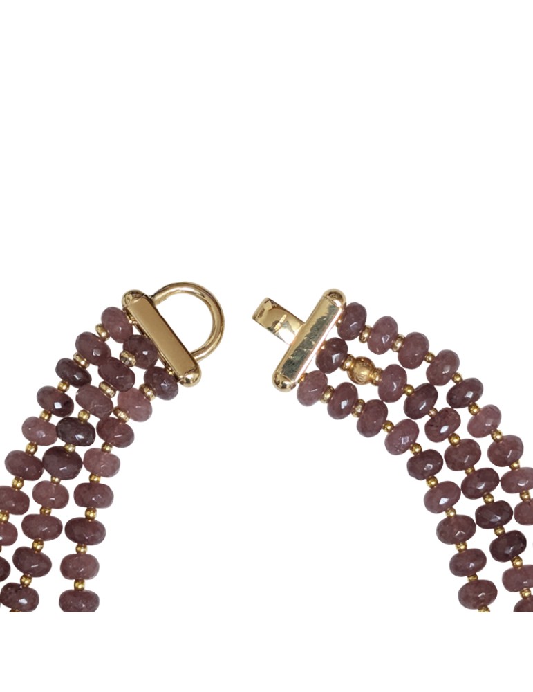Giadan Necklace - 925% Gold Plated Silver - Brown Jade -Kunzite-GIADAN77