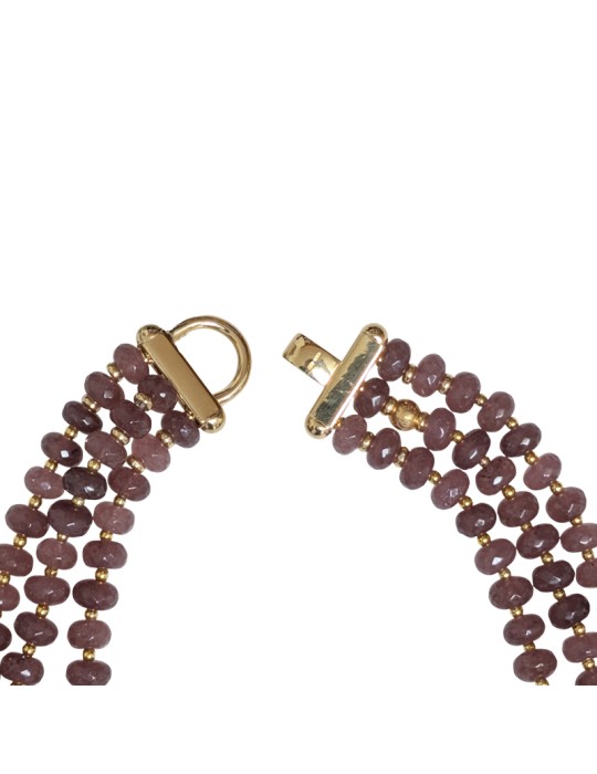Giadan Necklace - 925% Gold Plated Silver - Brown Jade -Kunzite-GIADAN77