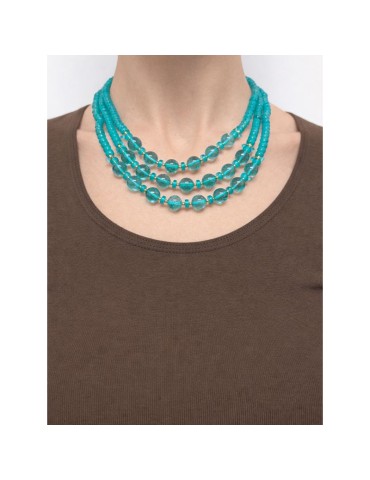 Collana Giadan - Argento 925% Dorato-Giada Verde Acqua-Quarzo-GIADAN80