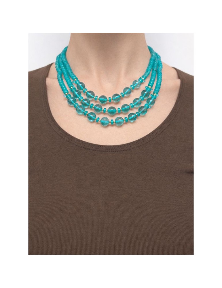 Giadan Necklace - 925% Gold Plated Silver-Green Jade-Quartz-GIADAN80