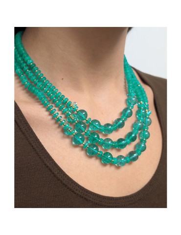 Collana Giadan - Argento 925% Dorato-Giada Verde Acqua-Quarzo-GIADAN80 2