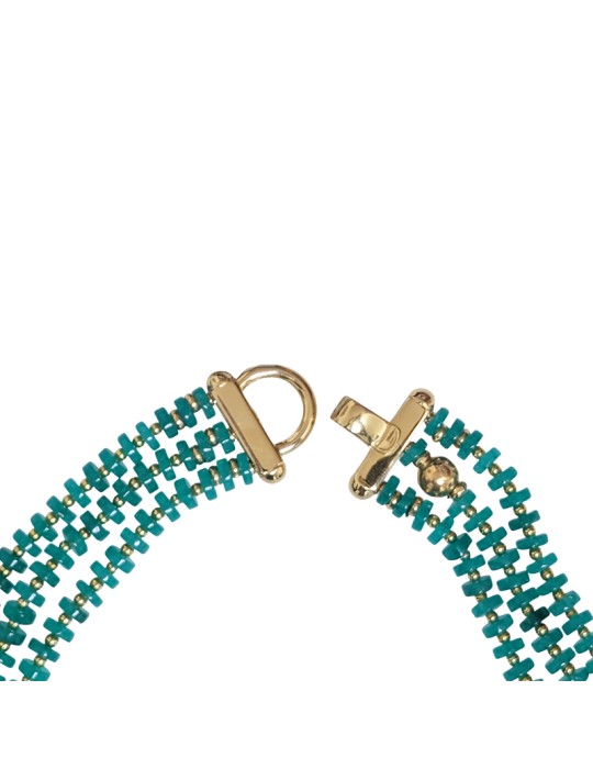 Giadan Necklace - 925% Gold Plated Silver-Green Jade-Quartz-GIADAN80