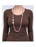 Collana Giadan-Argento 925% Dorato-Quarzo Rosa-Perle Barocche-GIADAN79