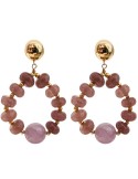 Giadan Earrings - 925% Gold Plated Silver - Brown Jade - Kunzite - GIADAN81