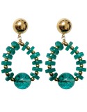 Orecchini Giadan-Argento 925% Dorato-Giada Verde Acqua-Quarzo-GIADAN78