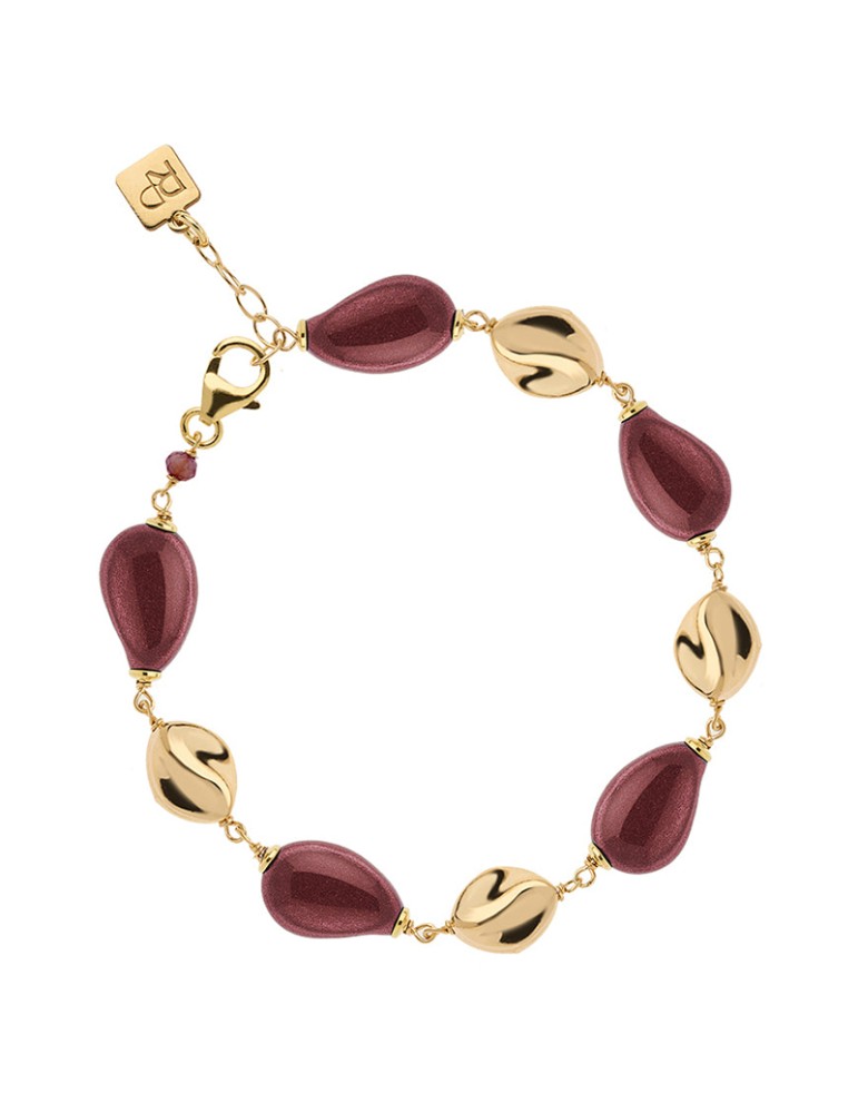 Precious Red Bracelet - 925% Gold Plated Silver - Garnet Wood - BC25629BLFW