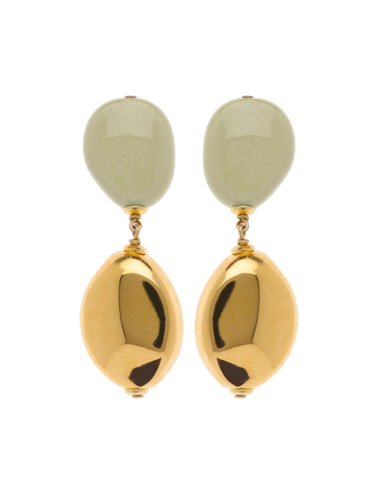 Precious Red Earrings - 925% Gold Plated Silver - Green Wood - 25859OG