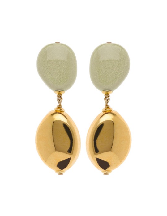 Precious Red Earrings - 925% Gold Plated Silver - Green Wood - 25859OG