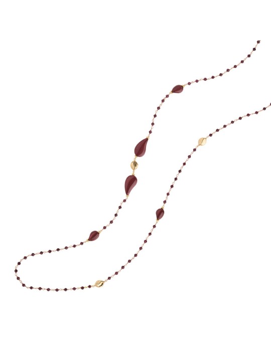 Collana Rosso Prezioso - Argento 925% Dorato-Legno Granato-CL25621BLFW