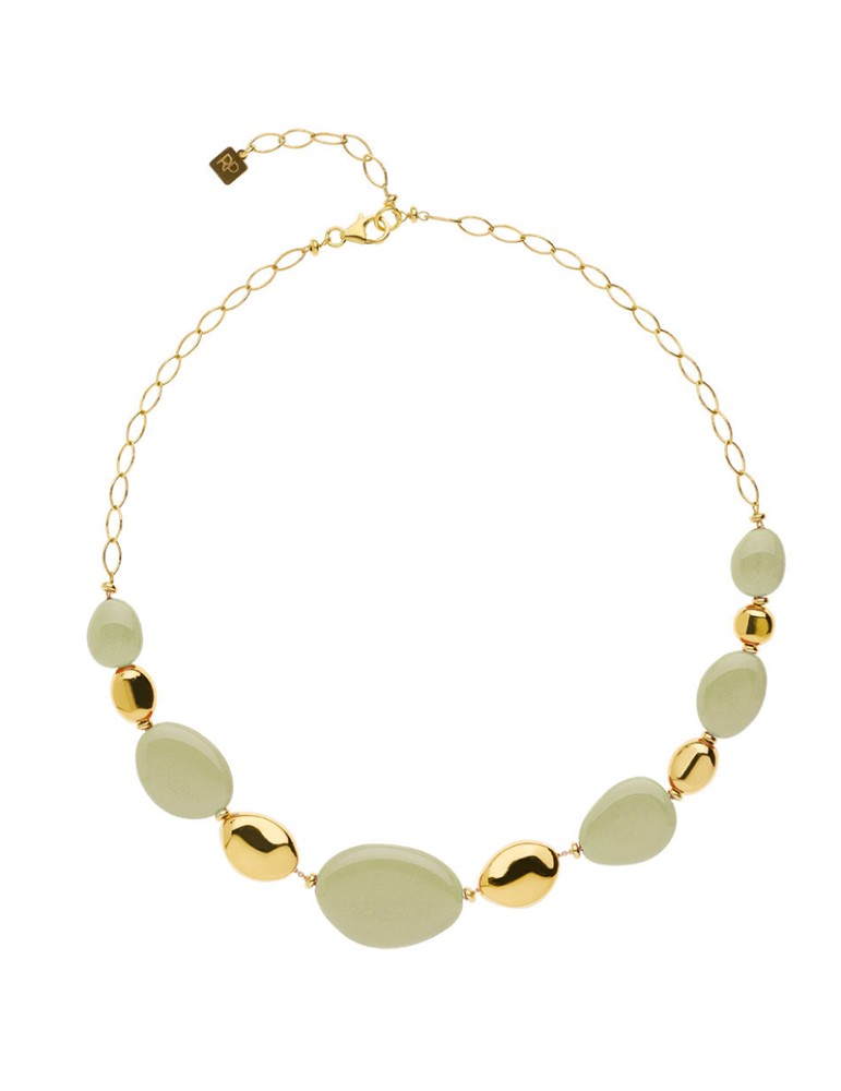 Precious Red Choker-Golden 925% Silver-Olive Green Wood-25856RIOG