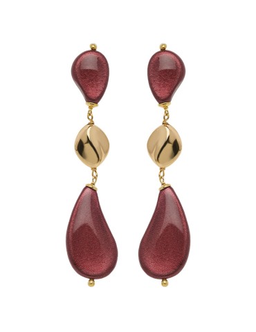 Precious Red Earrings - 925% Gold Plated Silver-Red Wood-OC25619BLFW