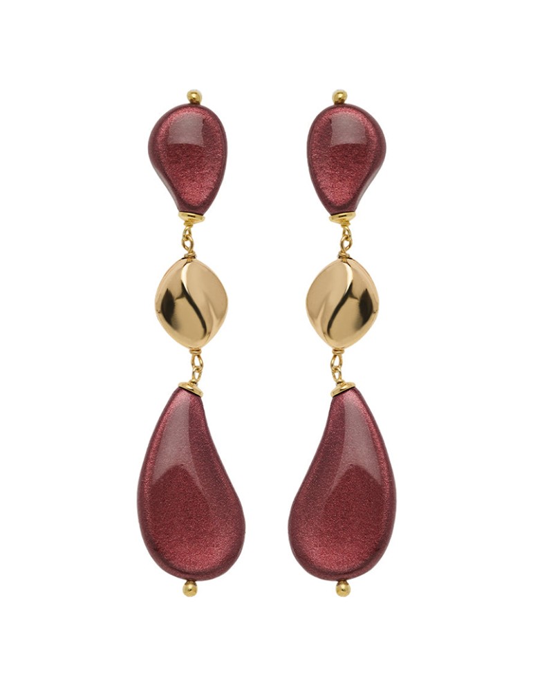 Precious Red Earrings - 925% Gold Plated Silver-Red Wood-OC25619BLFW