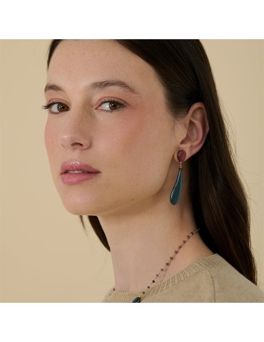 Precious Red Earrings - 925% Gold Plated Silver - Green Iolite - OC25620BLFW 2