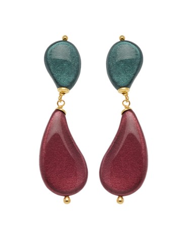 Precious Red Earrings - 925% Gold Plated Silver - Red Wood - OC25623BLFW