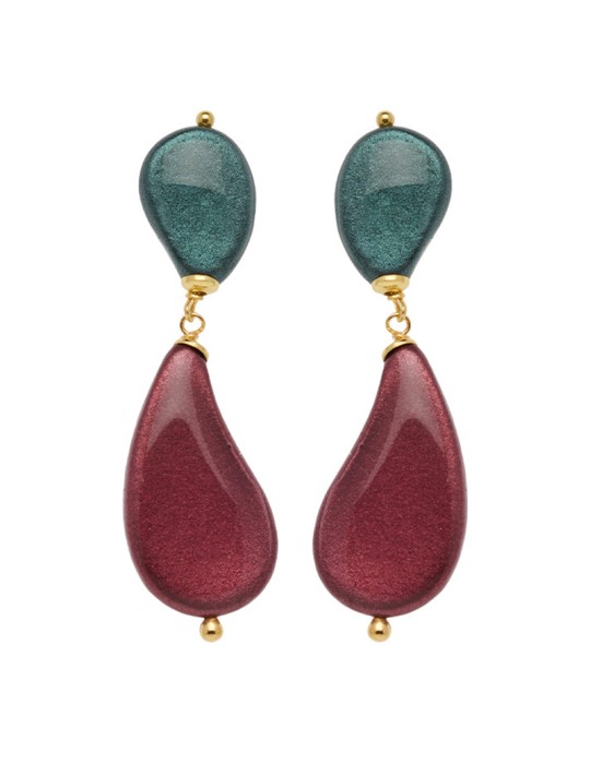 Orecchini Rosso Prezioso -Argento 925% Dorato-Legno Rosso-OC25623BLFW