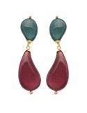 Orecchini Rosso Prezioso -Argento 925% Dorato-Legno Rosso-OC25623BLFW