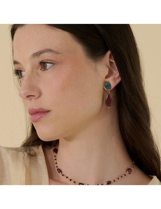 Orecchini Rosso Prezioso -Argento 925% Dorato-Legno Rosso-OC25623BLFW