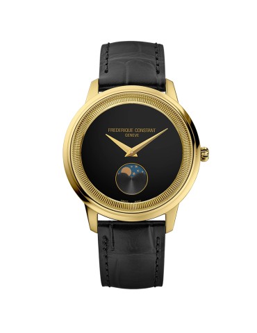 Frederique Constant Classics Moneta 37mm Black Gold Moon Phase Watch - 0
