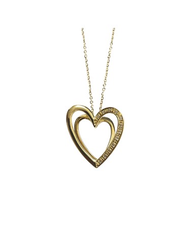 Comete Necklace - 18K Yellow Gold Heart with 0.06 Carat Natural Diamonds - 0