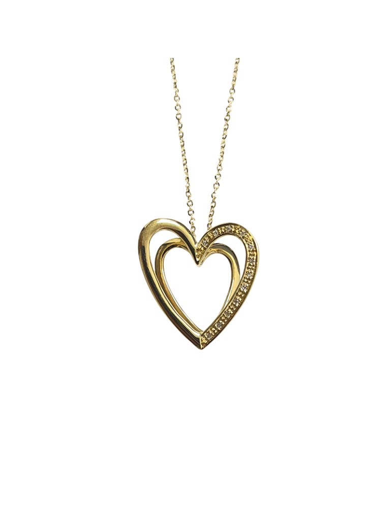 Collana Comete - in Oro Giallo 18 Carati Cuore con Diamanti Naturali 0,06 carati - 0