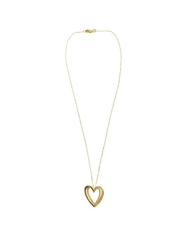 Comete Necklace - 18K Yellow Gold Heart with 0.06 Carat Natural Diamonds - 0 2