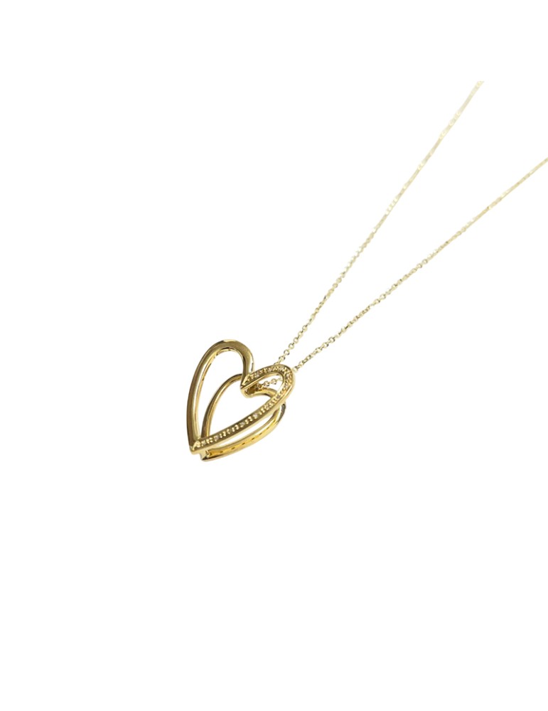Collana Comete - in Oro Giallo 18 Carati Cuore con Diamanti Naturali 0,06 carati - 0