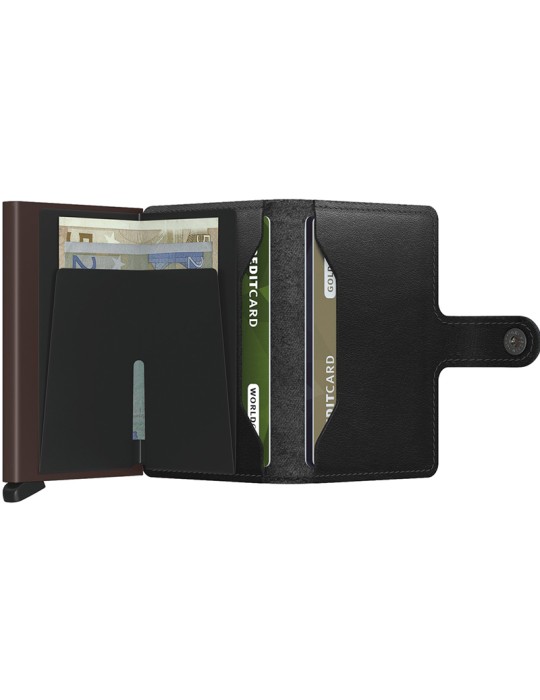 Secrid Wallet - Black and Brown Leather - Button and Key-8718215284512