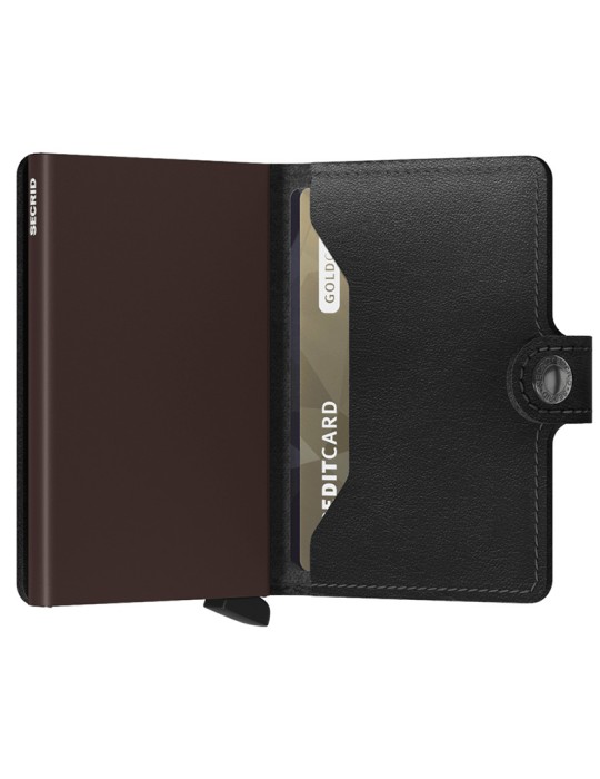 Secrid Wallet - Black and Brown Leather - Button and Key-8718215284512