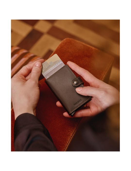 Secrid Wallet - Black and Brown Leather - Button and Key-8718215284512